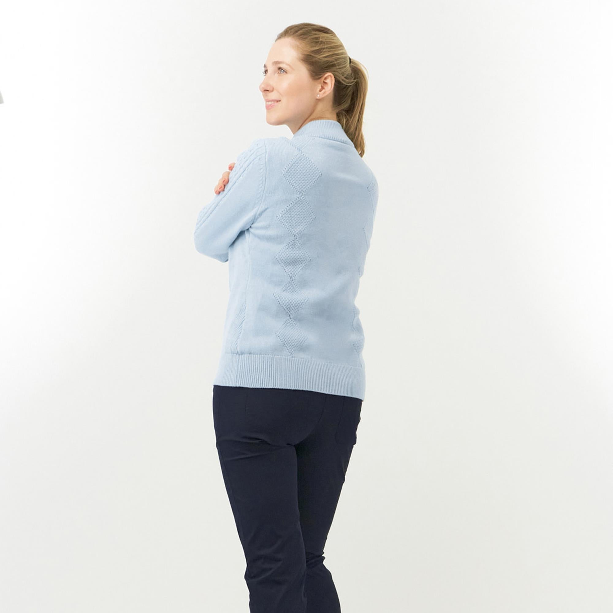 Pure Golf Sorrell Cable Knit Lined Ladies Golf Jumper Powder Blue